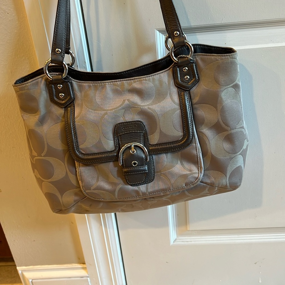Tan Coach purse